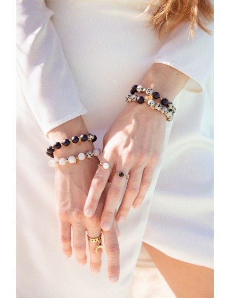 Bracelet made of dalmatian stone with one onyx - 4