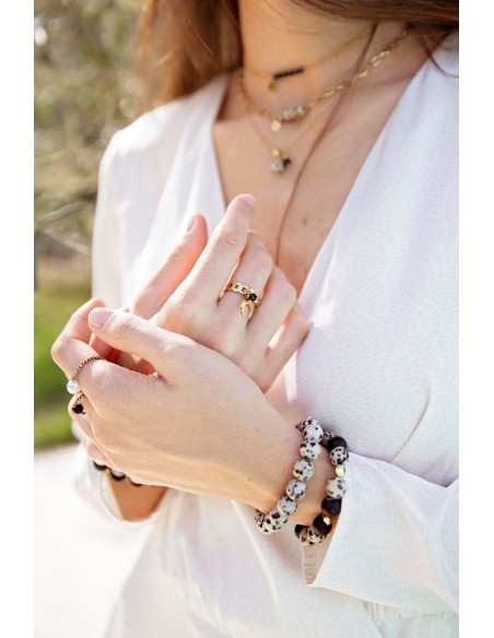 Bracelet made of dalmatian stone with one onyx - 5