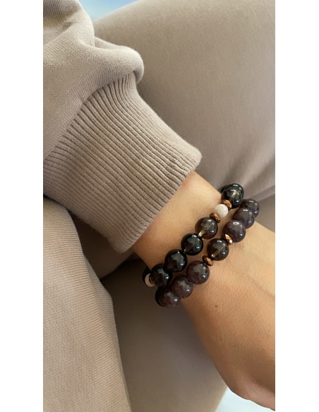 Brown with a copper hematite - bracelet made of natural stones - 4