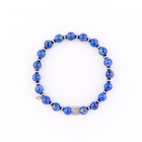 Lapis lazuli with silver hematite - man bracelet made of natural stones KULKA MAN - 1