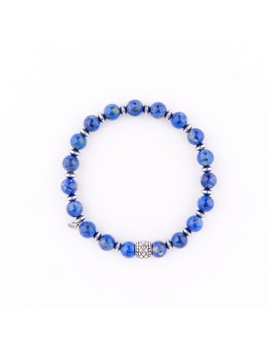 Lapis lazuli with silver hematite - man bracelet made of natural stones KULKA MAN - 1