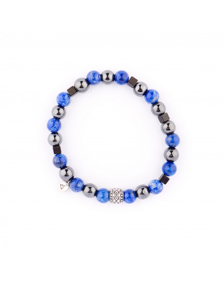 Lapis lazuli and hematite - set of 3 man bracelet made of natural stones KULKA MAN - 2