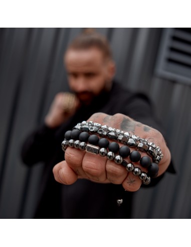 Power silver - set of 4 man bracelet made of natural stones KULKA MAN - 1