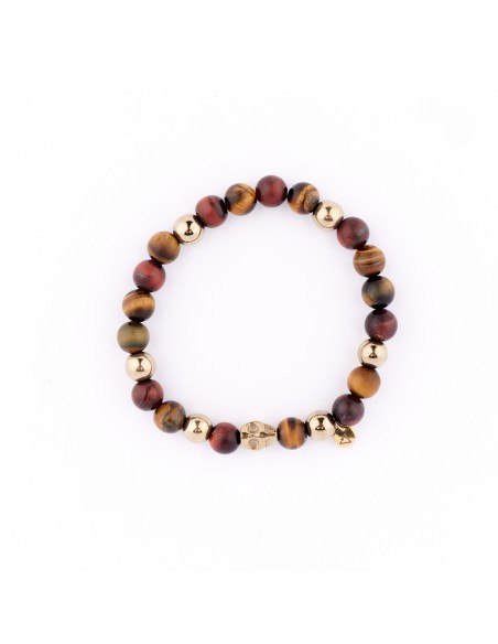 Elegant brown with gold - set of 2 man bracelet made of natural stones KULKA MAN - 2