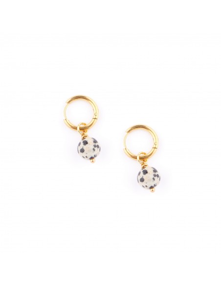 Dalmatian stone - gilded earrings made of stainless steel - 1