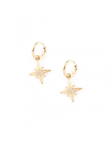 Decorative spark (white zirkon) - gilded earrings made of stainless steel - 1
