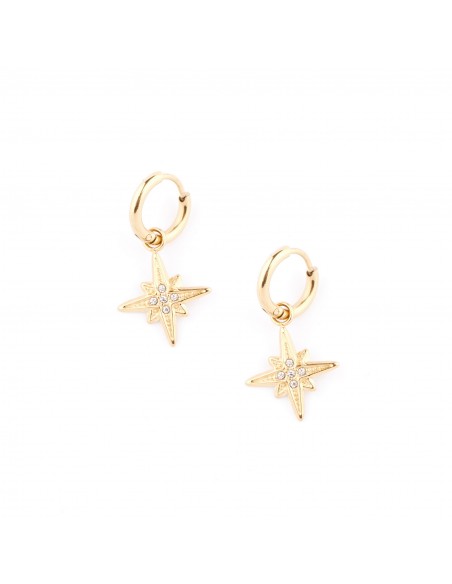 Decorative spark (white zirkon) - gilded earrings made of stainless steel - 1