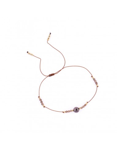 Smoky Quartz and Garnet - bracelet made of natural stones on silky thread - 1