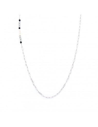 Chain for glasses - Pearl and onyx (silver version) - 1