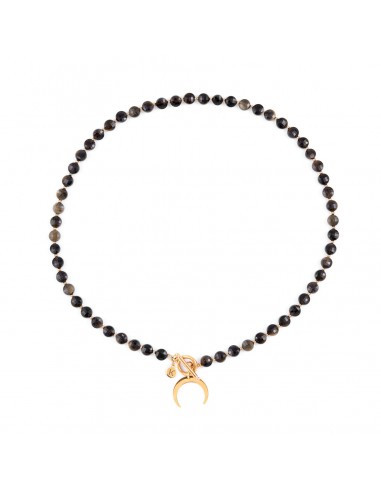Necklace made of gold obsidian with a moon - 1