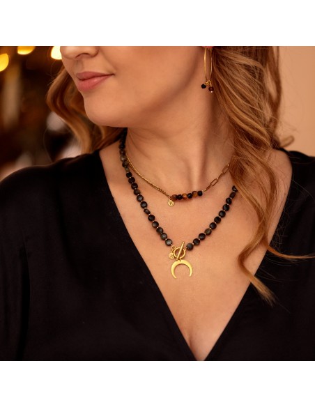 Necklace made of gold obsidian with a moon - 3