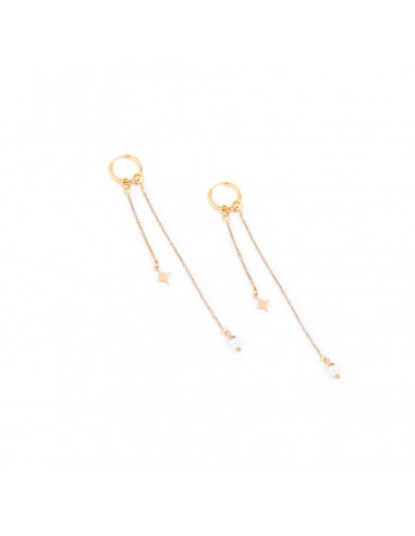 Pearls with a spark - hoop earrings made of gilded stainless steel - 1