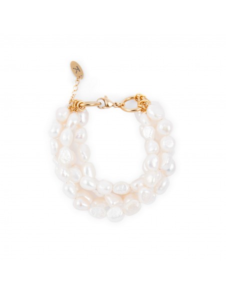 Wide bracelet made of natural pearls - 1