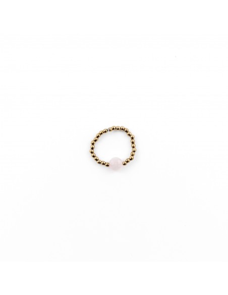 Ring made of gold hematite and a rose quartz - 1