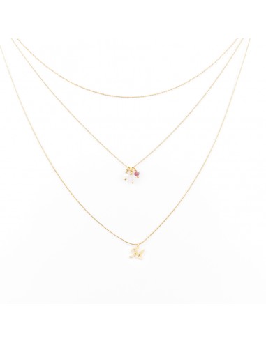 Romantic triple necklace with a letter - 1