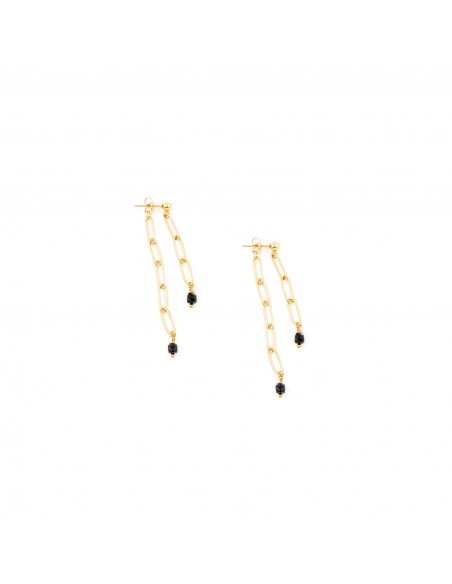 Double chain - stud earrings made of gilded stainless steel - 1