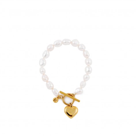 Bracelet with river pearls and heart (with possibility of engraver) - 1