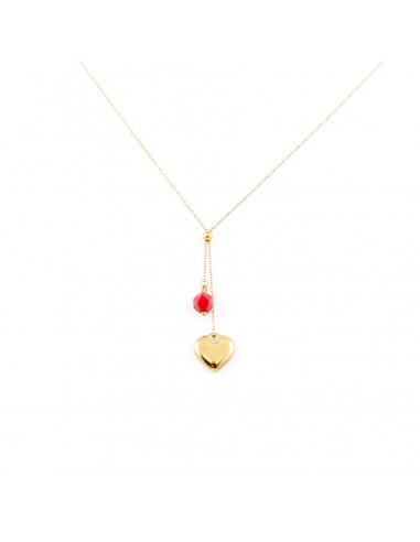 Sensual necklace with a heart and red stone (with possibility of engraver) - 1