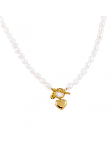 Necklace made of river pearls with heart (with possibility of engraver) - 1