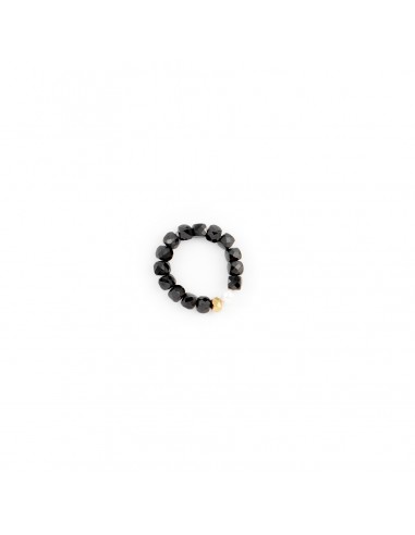 Black tourmaline ring with pearl