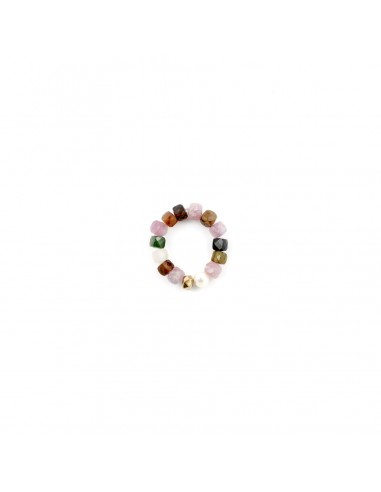 Ring made of colorful tourmalines with pearl - 1