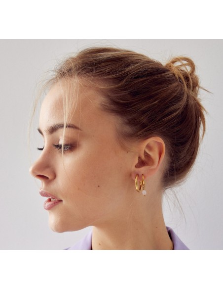 Stone of love - hoop earrings made of gilded stainless steel - 2