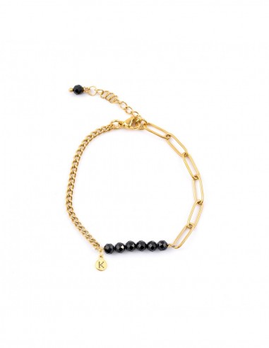 Chain bracelet with black tourmaline