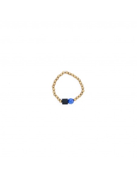 Ring made of gold hematites with cube and lapis lazuli - 1