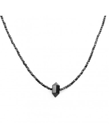 Long necklace made of black tourmaline and onyx crystal - 1