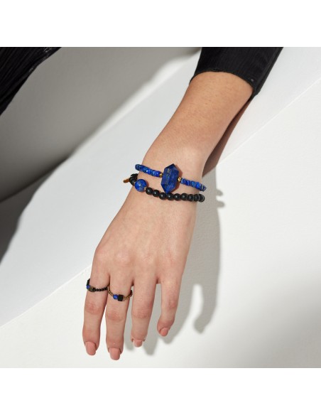 Ring made of gold hematites with cube and lapis lazuli - 3