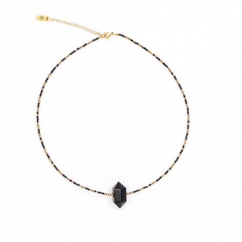 Necklace with gold hematite and onyx crystal - 1