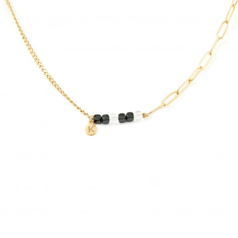 Best-selling necklace with a black tourmaline cube and mountain crystal - 1