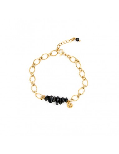 Black bracelet on delicate chain - 1
