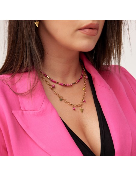 Pink&Gold mix necklace - 2