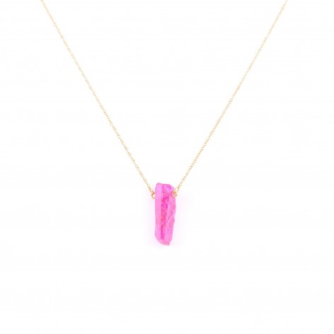 Pink Kryształ - pozłacany naszyjnik na łańcuszku (40 cm)
