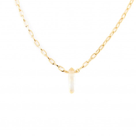 Necklace - delicate chain with citrine crystal - 1