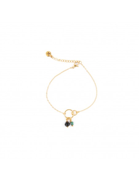 Gilded bracelet with natural stones - Royal Green - 1