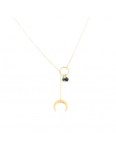 Gilded necklace "Moon" with stones -...